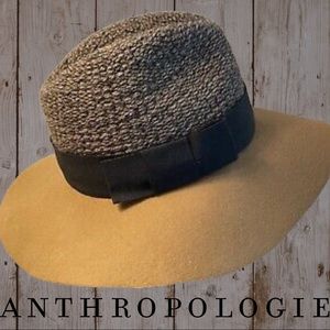 Anthropologie Bettina Wool Brim Hat Two-toned Wide Brimmed Fedora Anthro